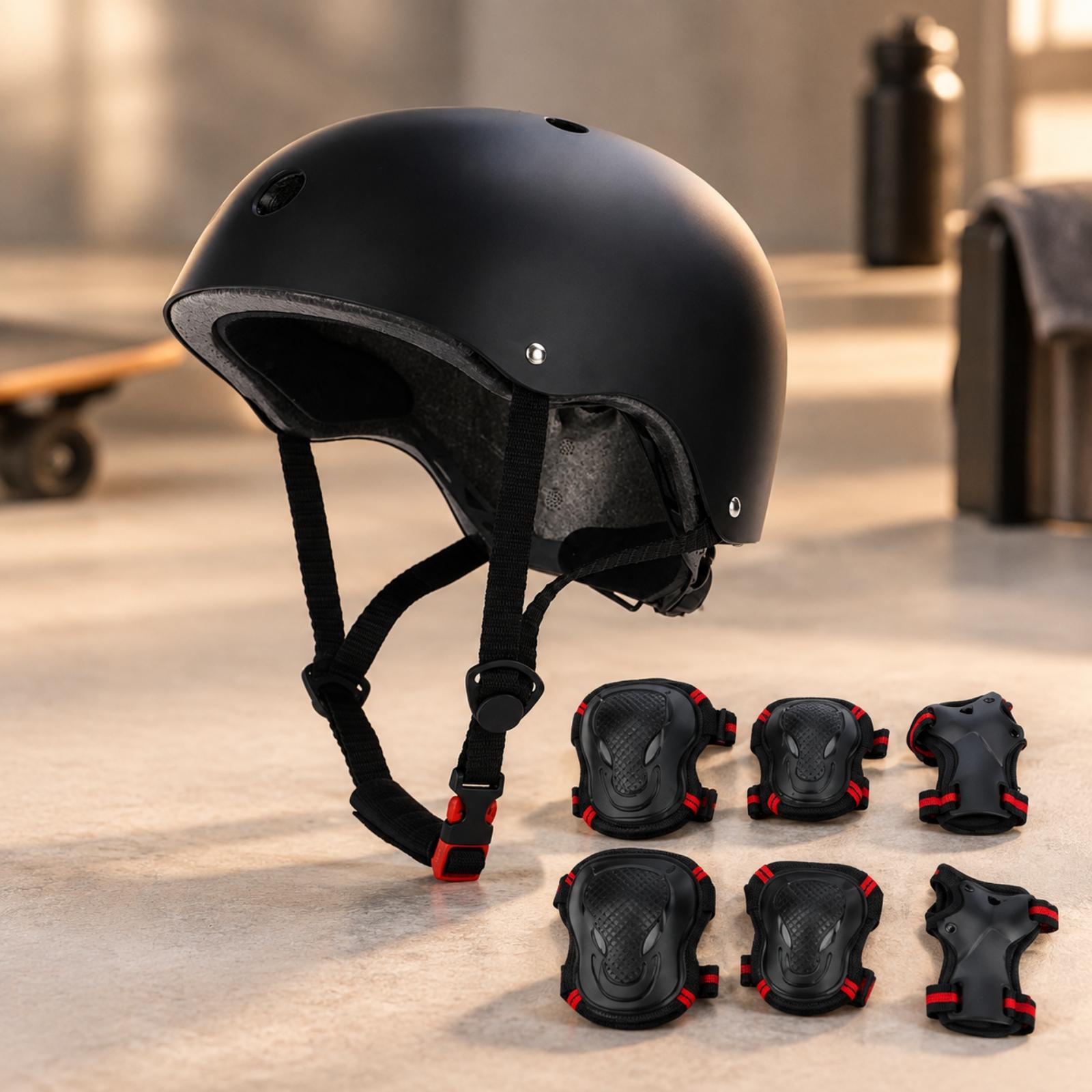 무광 검은색 멀티 스포츠 헬멧과 보호 패드 세트 (스케 - Scooter Helmet Set 리뷰 및 가격