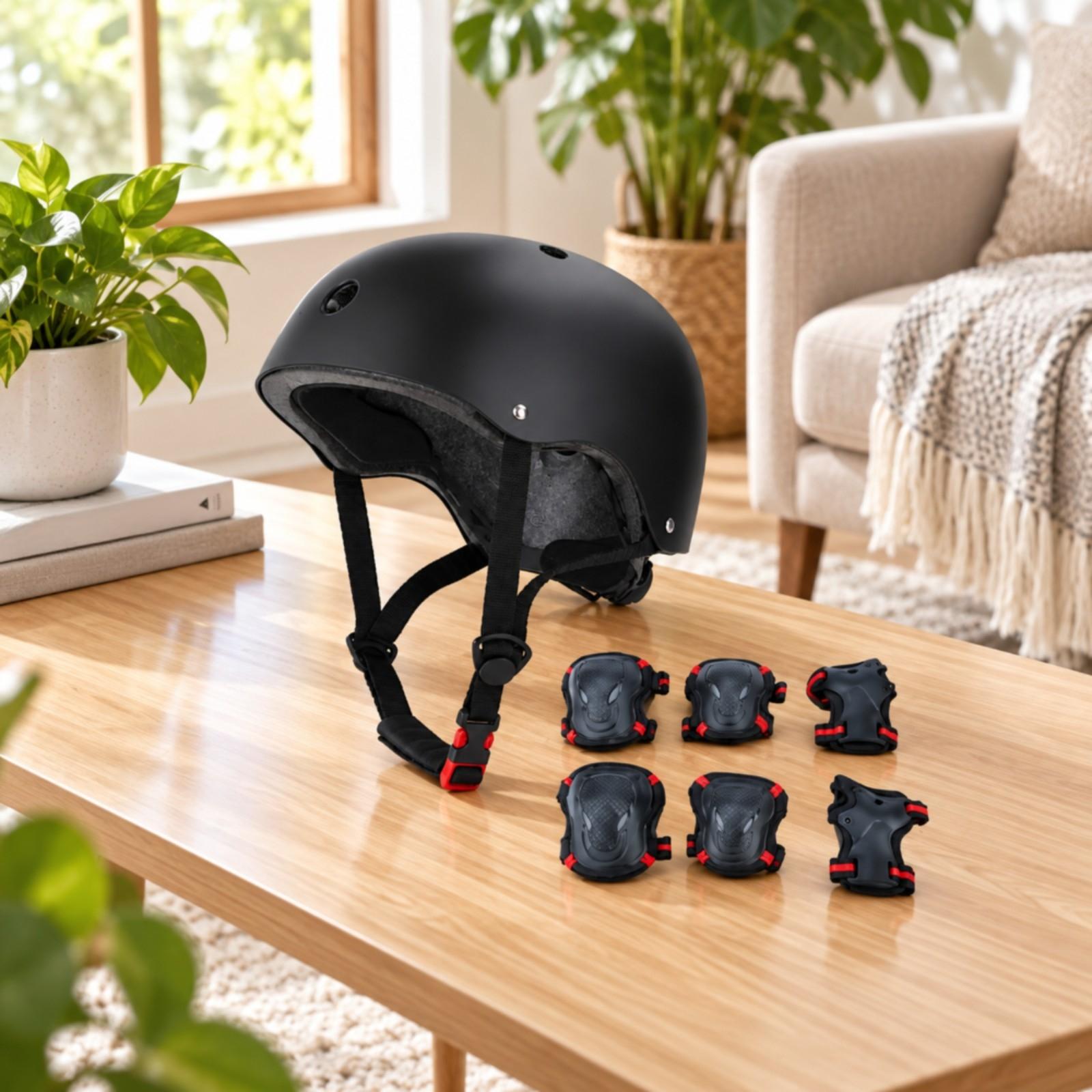 무광 검은색 멀티 스포츠 헬멧과 보호 패드 세트 (스케 - Scooter Helmet Set 리뷰 및 가격